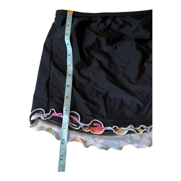 Island Escape Women's Mariposa Skirtini in Black Ruched Front Ruffle Trim NWOT - Picture 9 of 13